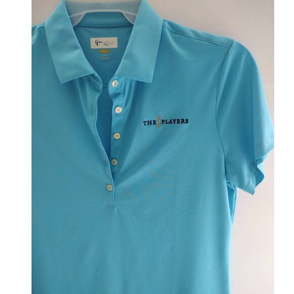 Greg Norman The Players Golf Polo Women's Shirt Size Large Blue Turquoise - Picture 3 of 7